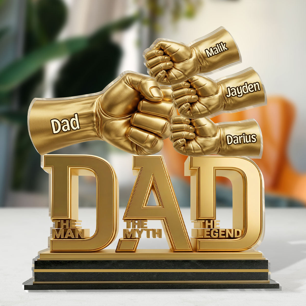 Plaque material and size view - Custom Dad The Man The Myth The Legend Acrylic Plaque