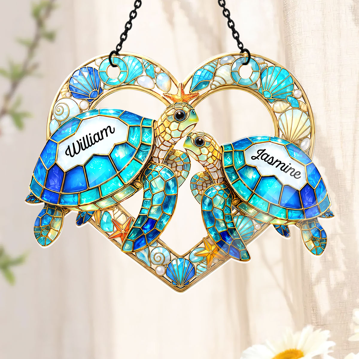 So Many In The Sea - Personalized Sea Turtle Couple Acrylic Suncatcher