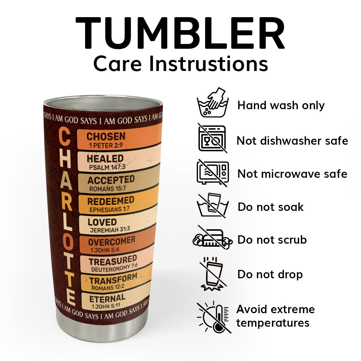 God Says I Am - Custom Stainless Steel Tumbler