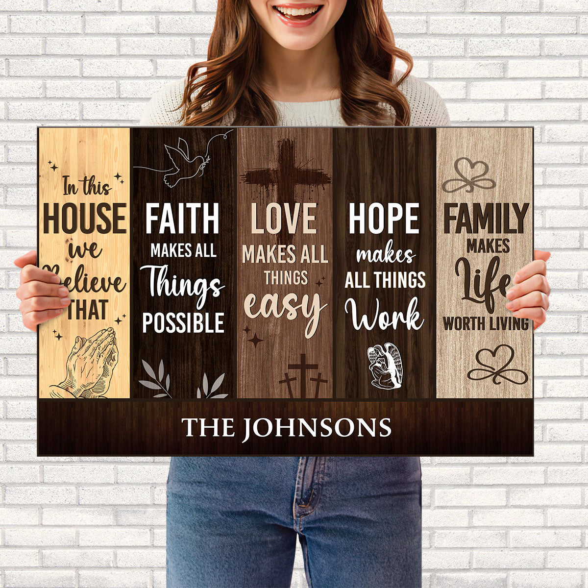 Personalized "In This House We Believe" Family Faith Hope Love Canvas