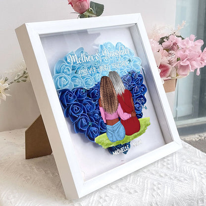 Mother & Daughter Forever Linked Together - Personalized Heart Flower Shadow Box