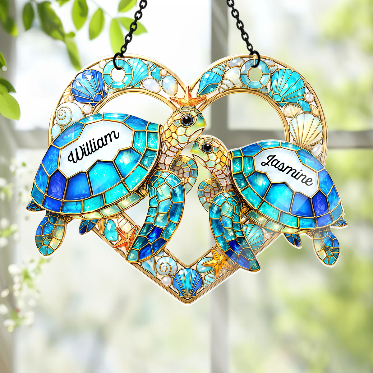 So Many In The Sea - Personalized Sea Turtle Couple Acrylic Suncatcher