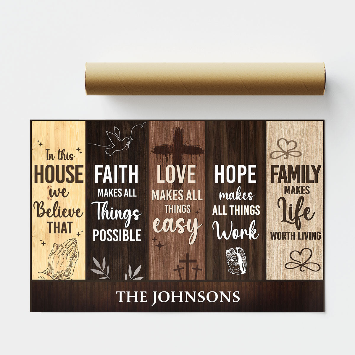 Personalized "In This House We Believe" Family Faith Hope Love Canvas