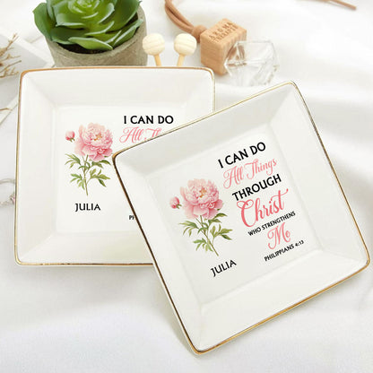 Personalized 'All Things Through Christ' Faith Jewelry Dish Gift