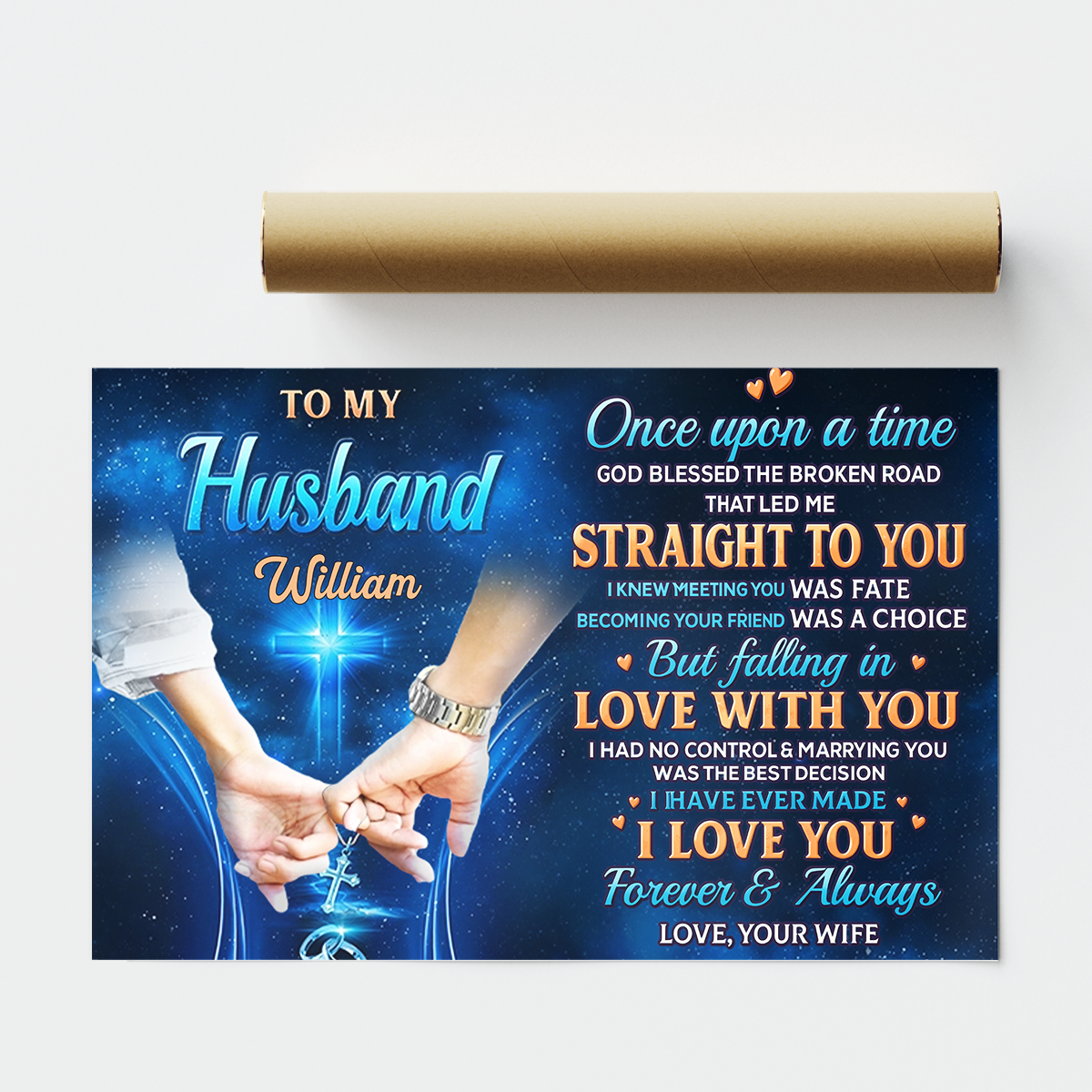 Personalized Husband Canvas with pinky swear hands and 'Meeting You Was Fate' quote - Romantic gift for him from wife image 8