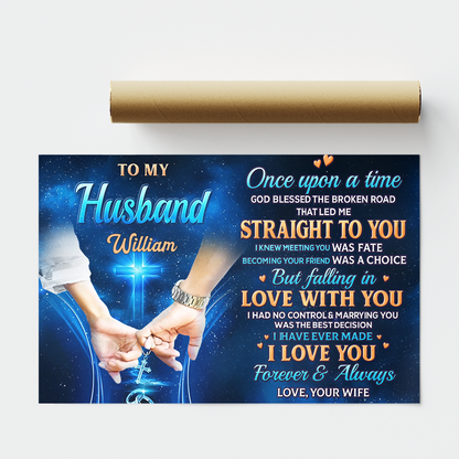 Personalized Husband Canvas with pinky swear hands and 'Meeting You Was Fate' quote - Romantic gift for him from wife image 8