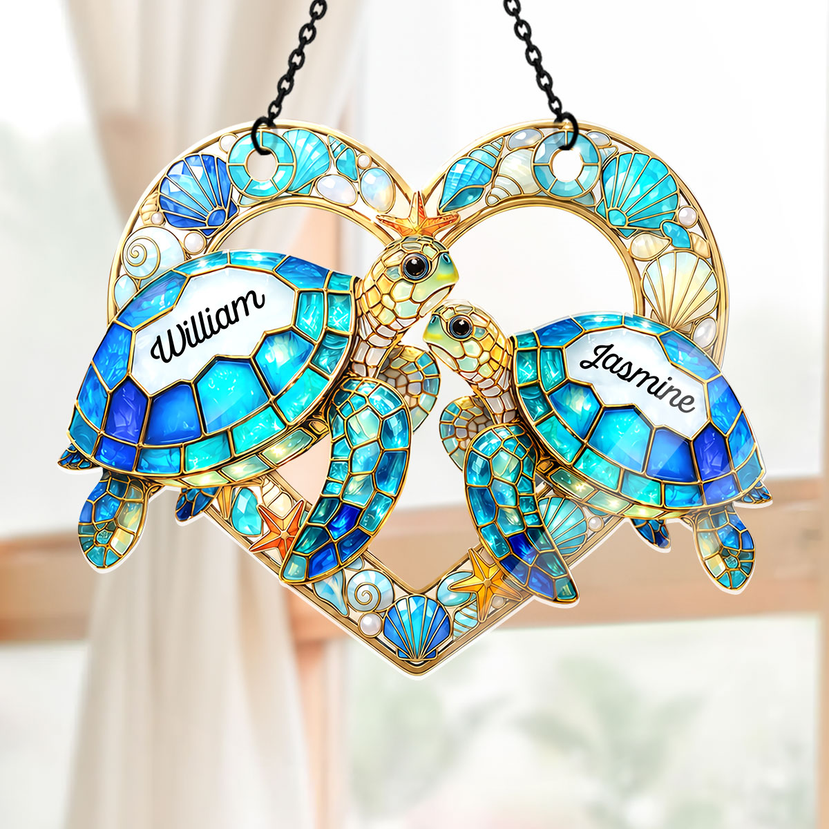 So Many In The Sea - Personalized Sea Turtle Couple Acrylic Suncatcher