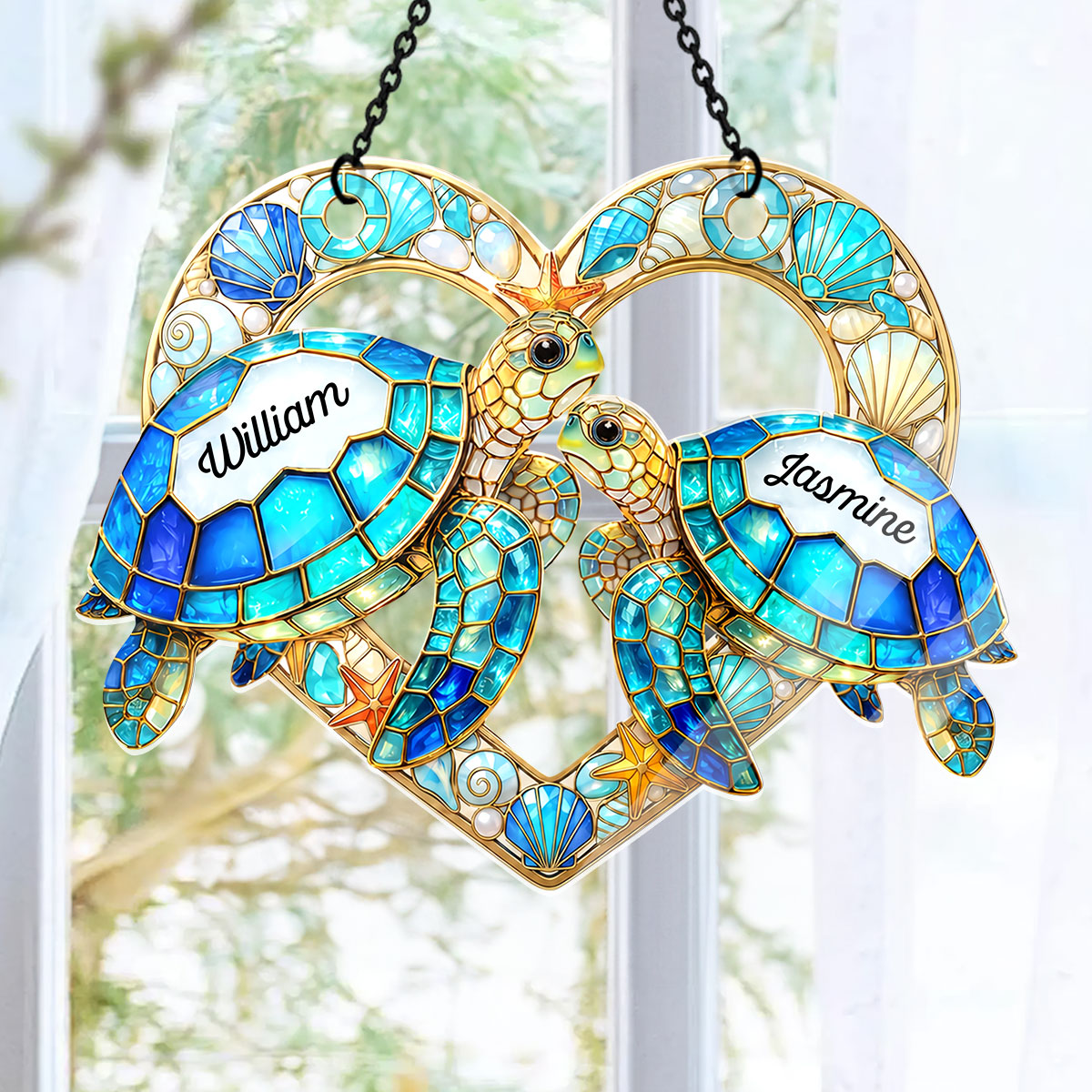 So Many In The Sea - Personalized Sea Turtle Couple Acrylic Suncatcher