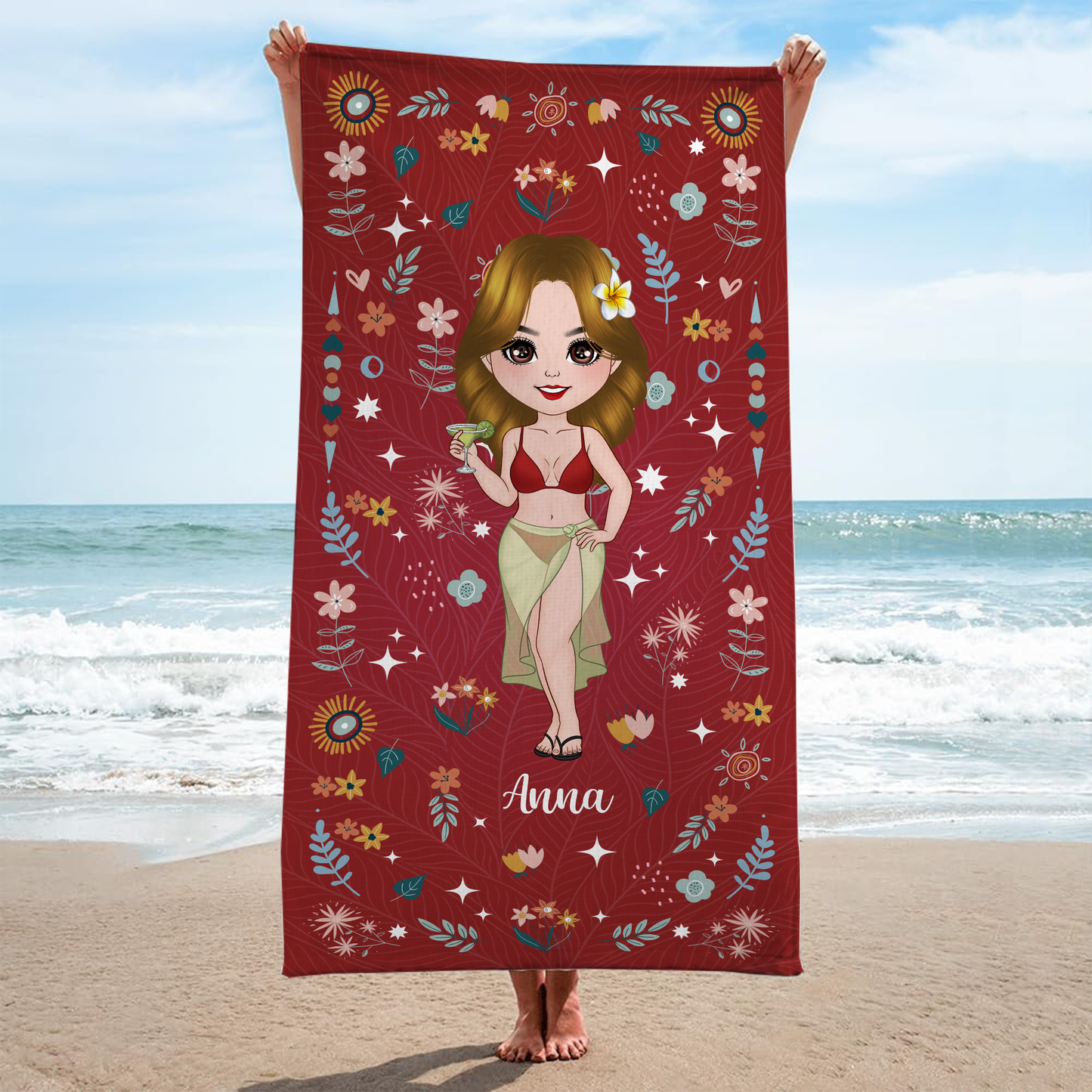 Personalized Name Beach Towel - Custom Gift for Her & Him