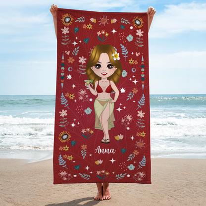 Personalized Name Beach Towel - Custom Gift for Her & Him