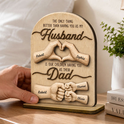 Personalized Husband Dad Wooden Plaque personalization view for Husband