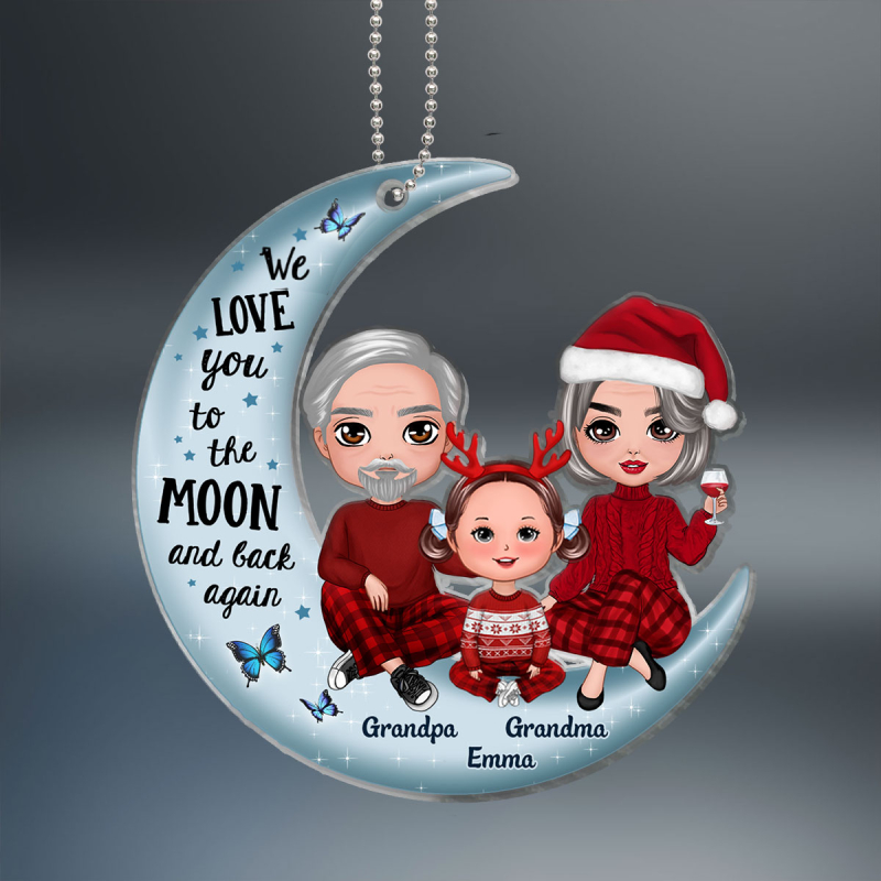 Personalized Love You to the Moon Acrylic Ornament - Custom Christmas Gift For Grandparents