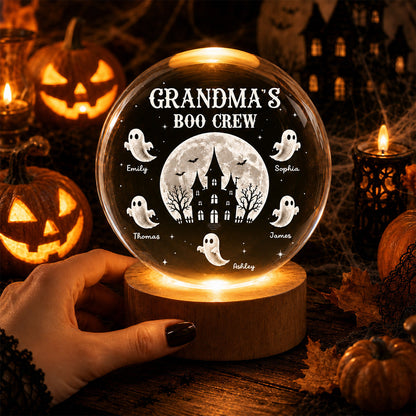 Personalized grandma night light featuring custom ghost names around a haunted house crystal ball decoration image 6